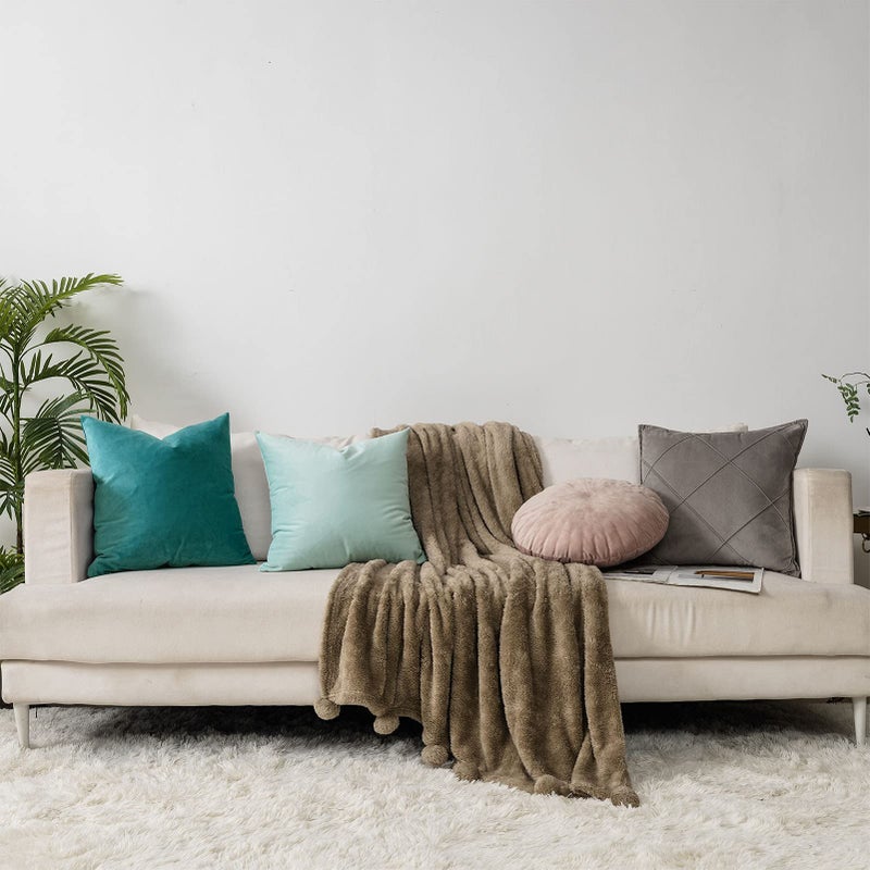 QUAFOO Mist Soft Velvet Throw Pillow Covers 18x18 inch Set of 2 for Sofa Couch Bed Living Room Decorative Luxury Solid Square Cushion Covers Case with Zipper - Image 4